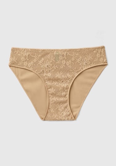  Kadın Taba Dantelli Slip Külot