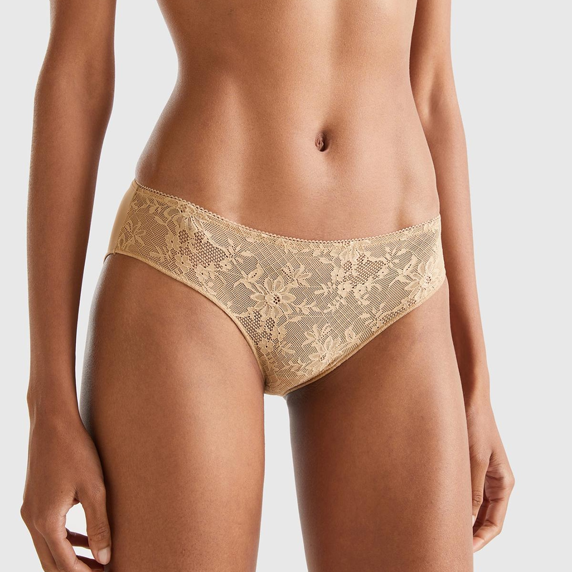 Kadın Taba Dantelli Slip Külot