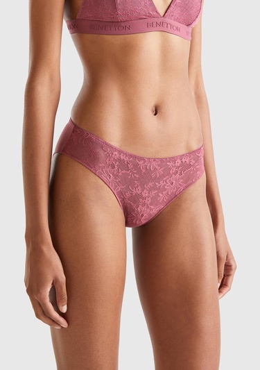  Kadın Bordo Dantelli Slip Külot