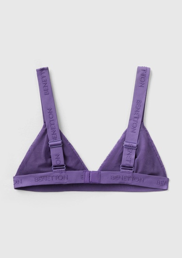  Kadın Mor Dantelli Üçgen Sütyen