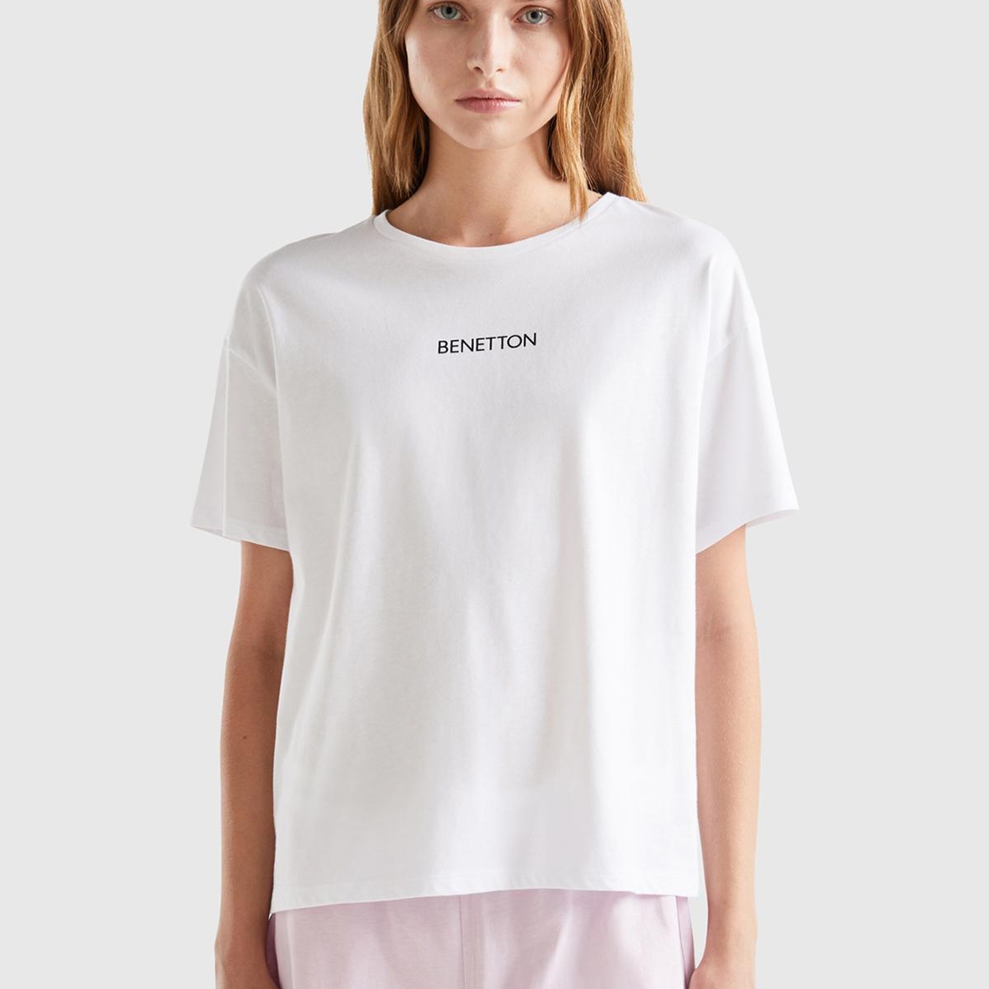 Kadın Beyaz Slogan Baskılı T-Shirt