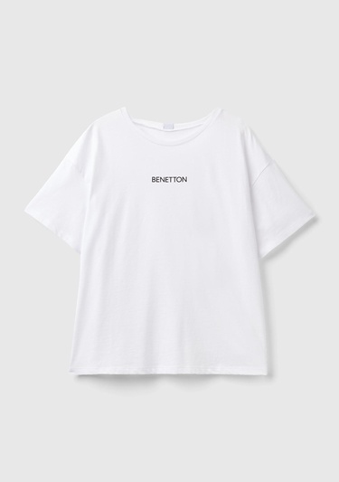  Kadın Beyaz Slogan Baskılı T-Shirt