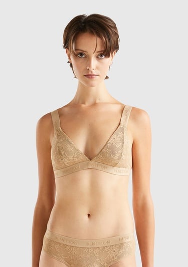  Kadın Taba Dantelli Üçgen Sütyen