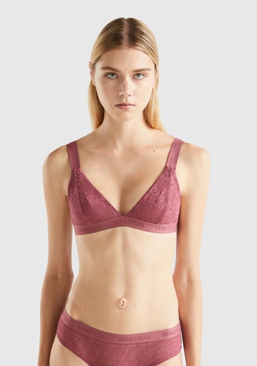  Kadın Bordo Dantelli Üçgen Sütyen