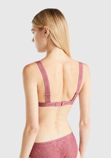  Kadın Bordo Dantelli Üçgen Sütyen