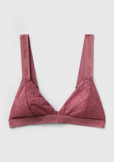  Kadın Bordo Dantelli Üçgen Sütyen