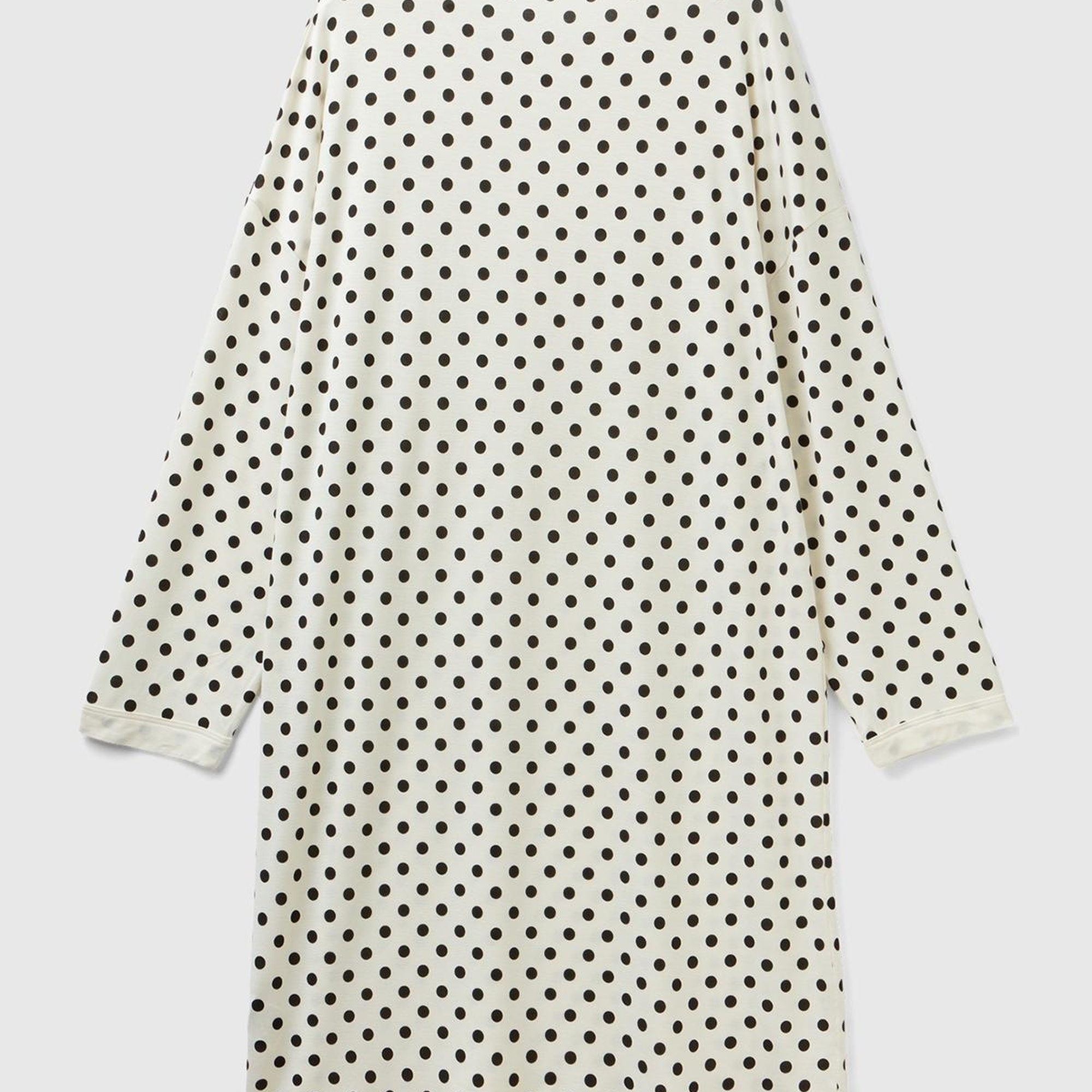 Kadın Krem Tamamı Puantiye Desenli Viskoz Karışımlı Gecelik