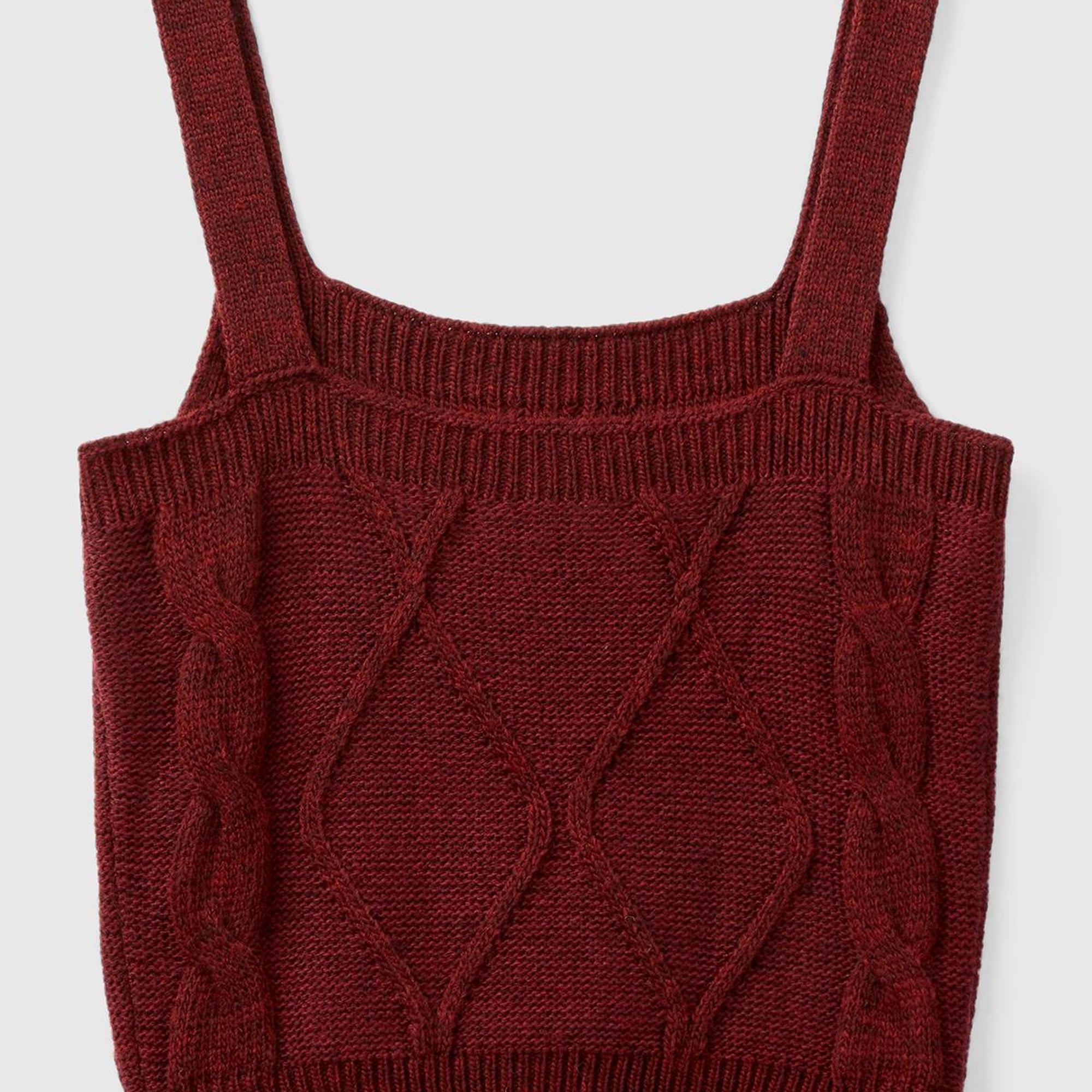 Kadın Bordo Kare Yaka Triko Bluz