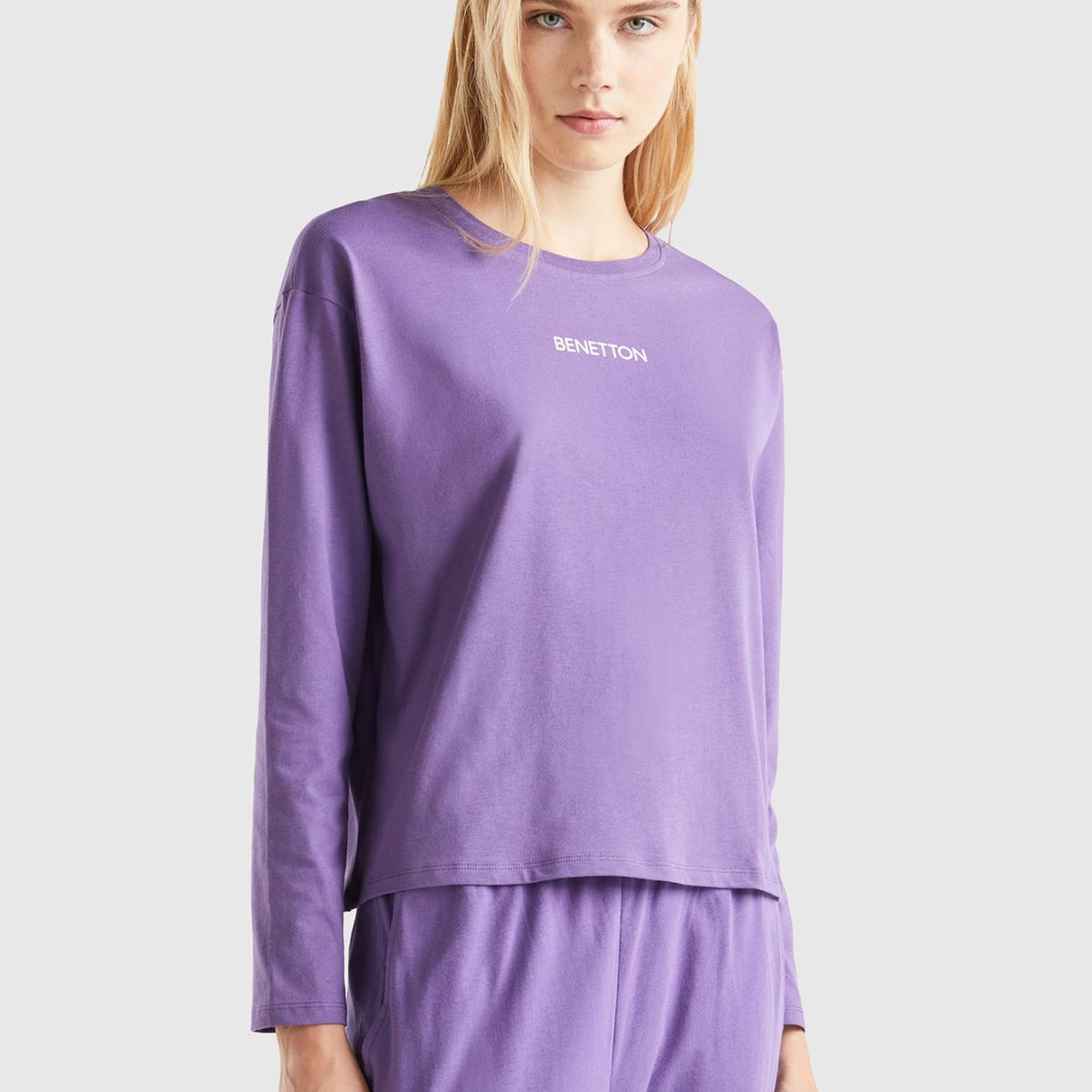 Kadın Mor Slogan Baskılı T-Shirt