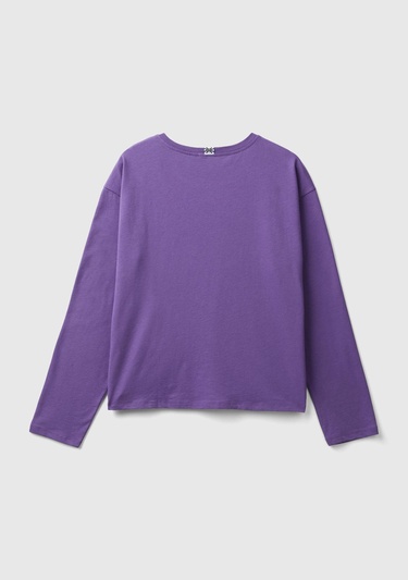  Kadın Mor Slogan Baskılı T-Shirt