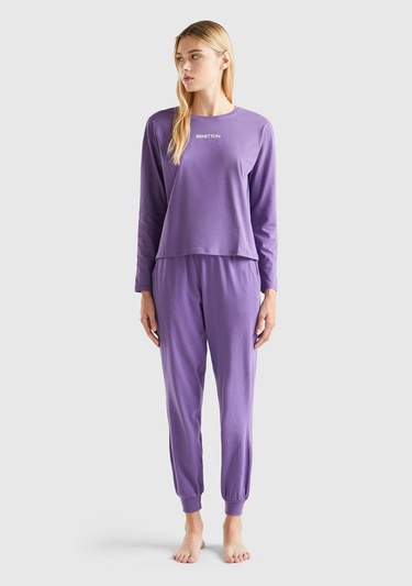  Kadın Mor Slogan Baskılı T-Shirt