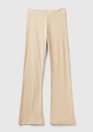  Kadın Bej Geniş Paça Pantolon