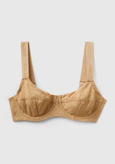  Kadın Taba Dantelli Balkonet Sütyen