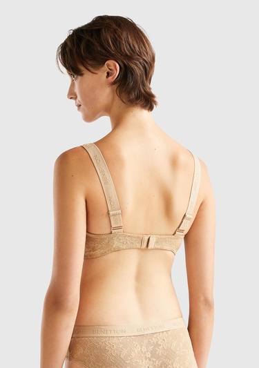  Kadın Taba Dantelli Balkonet Sütyen