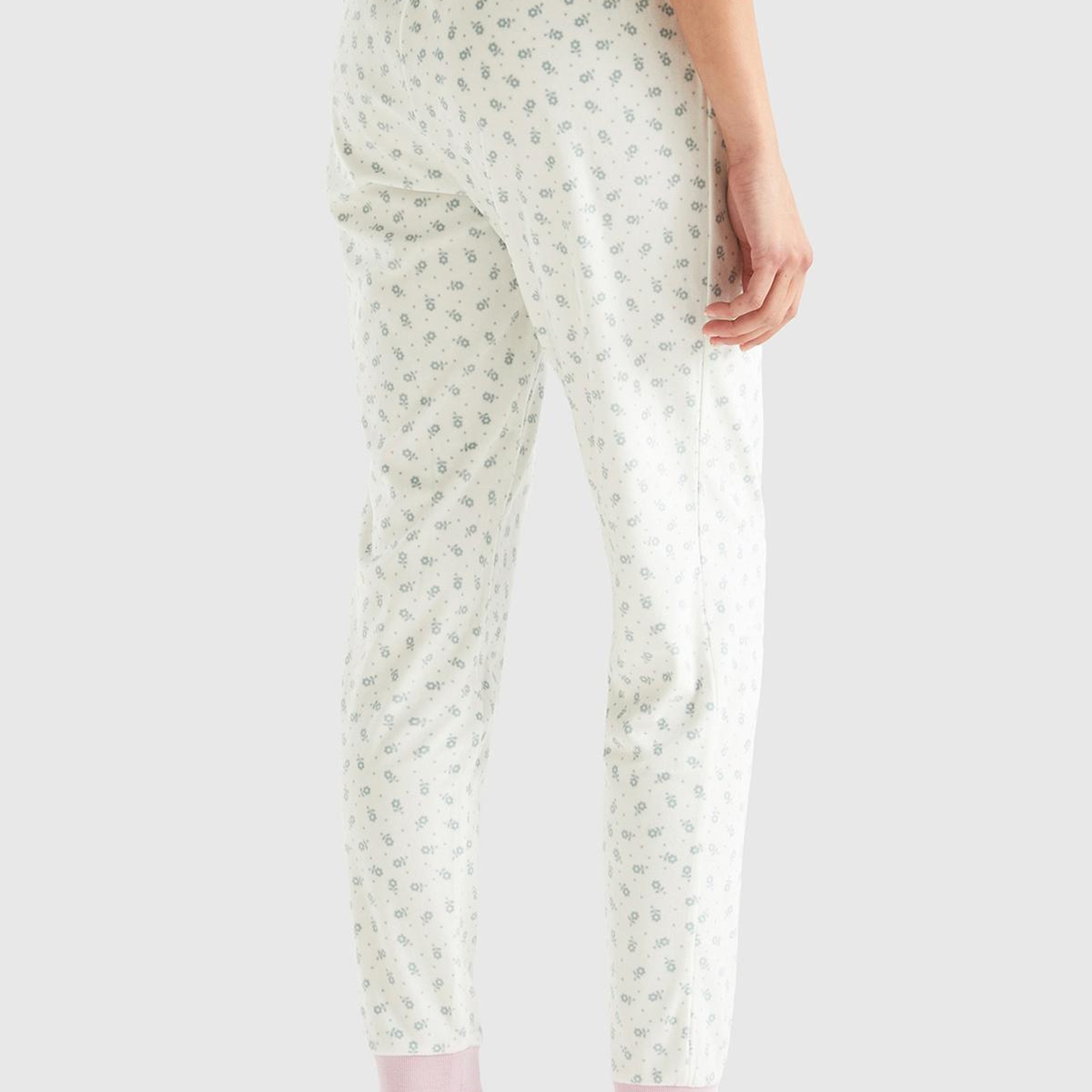 Kadın Krem Tamamı Desenli Pijama Alt