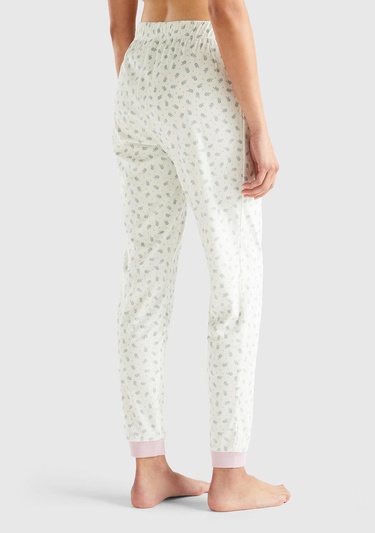  Kadın Krem Tamamı Desenli Pijama Alt