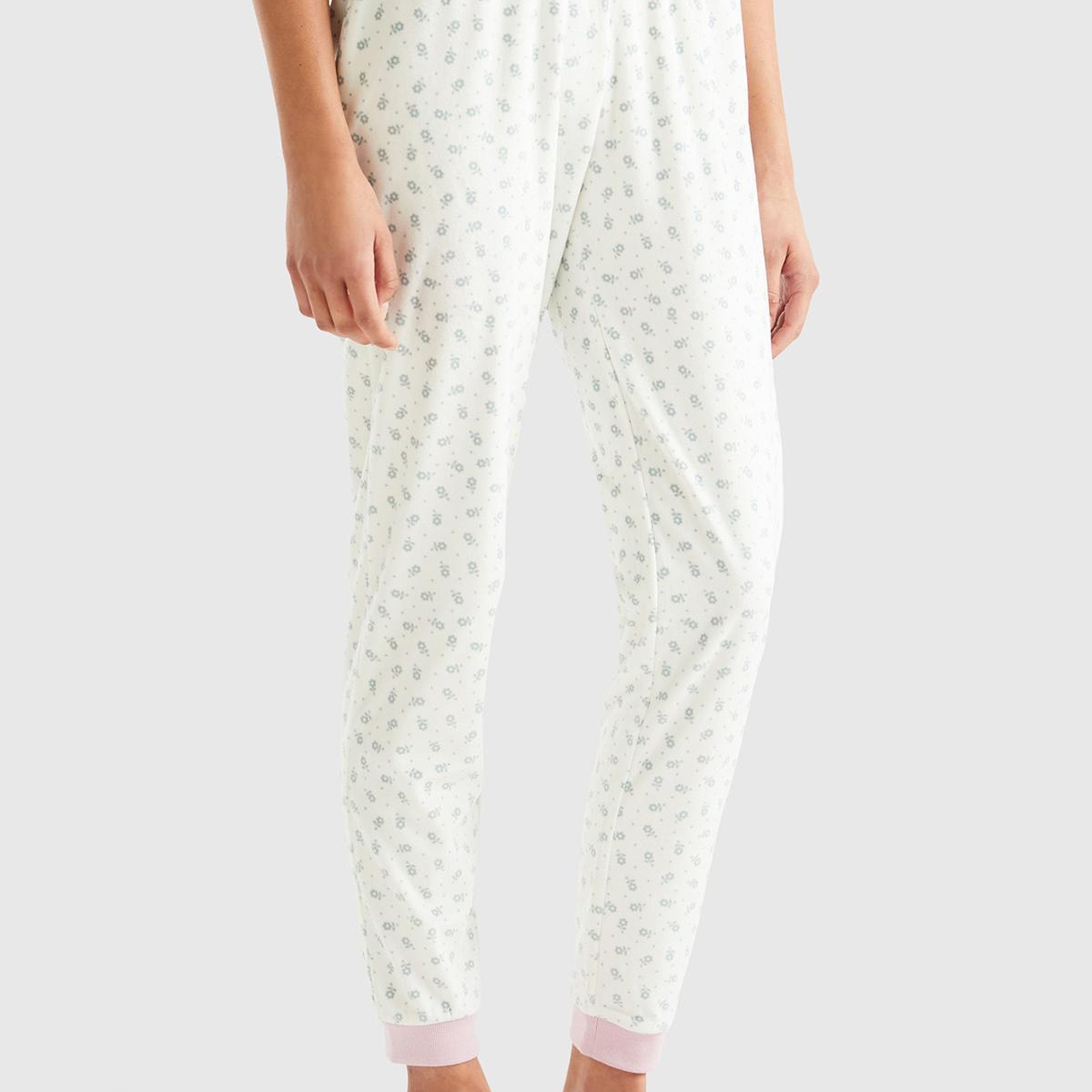 Kadın Krem Tamamı Desenli Pijama Alt