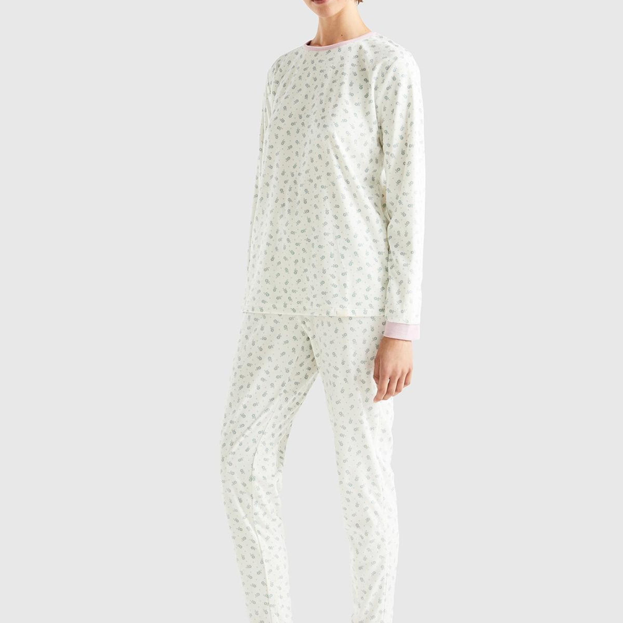 Kadın Krem Tamamı Desenli Pijama Alt