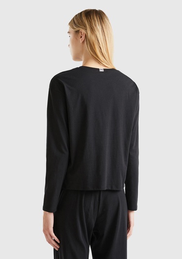  Kadın Siyah Slogan Baskılı T-Shirt