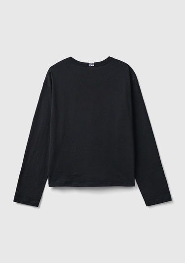  Kadın Siyah Slogan Baskılı T-Shirt