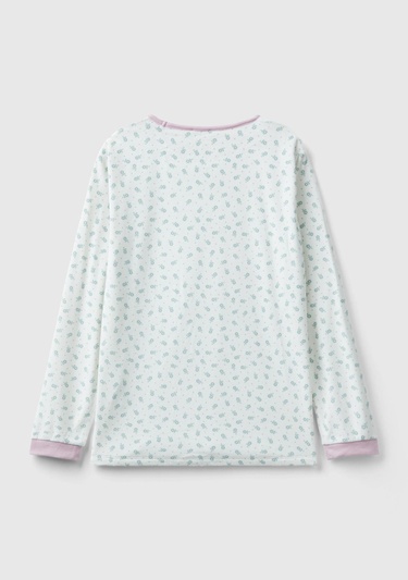  Kadın Krem Tamamı Desenli Pijama Üst