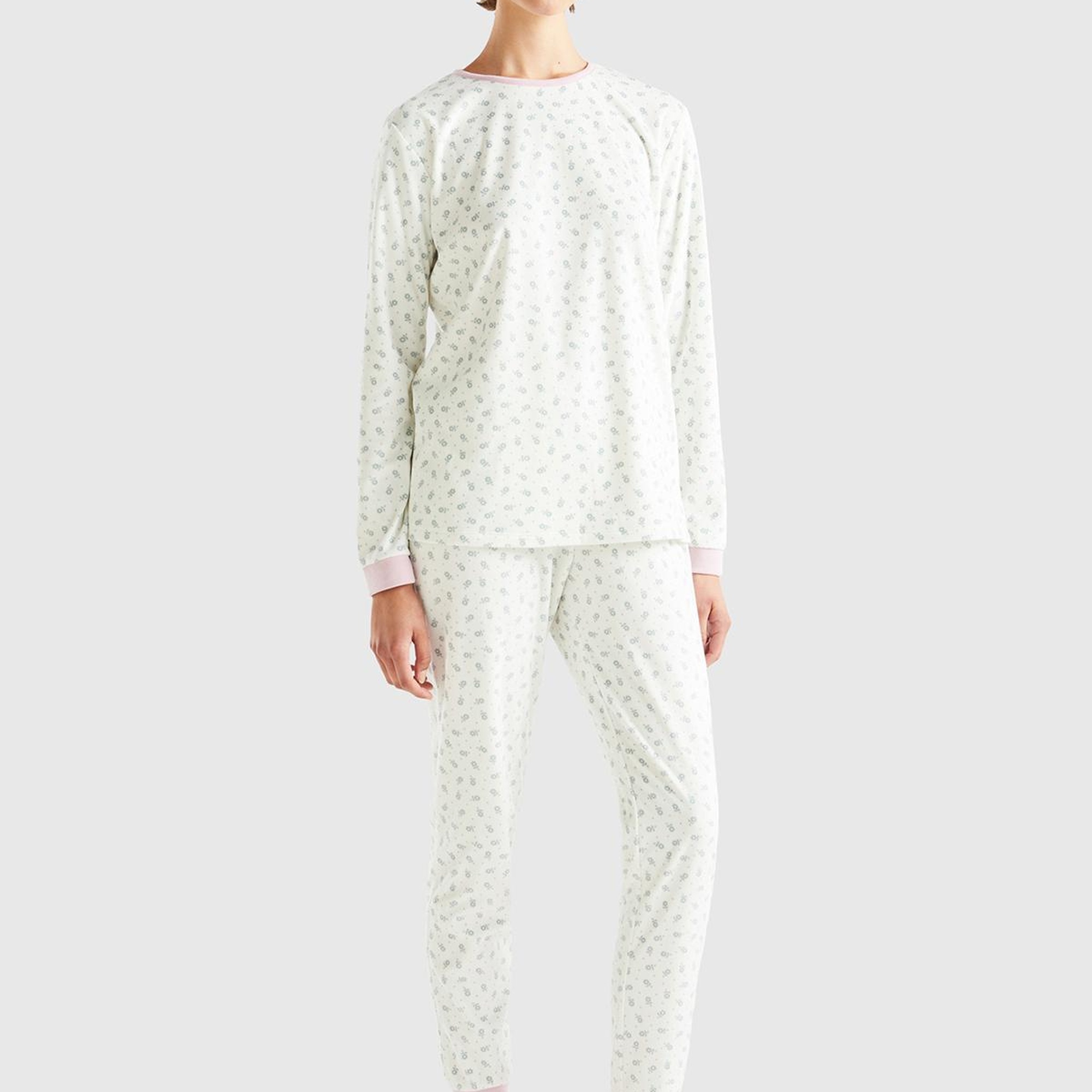 Kadın Krem Tamamı Desenli Pijama Üst