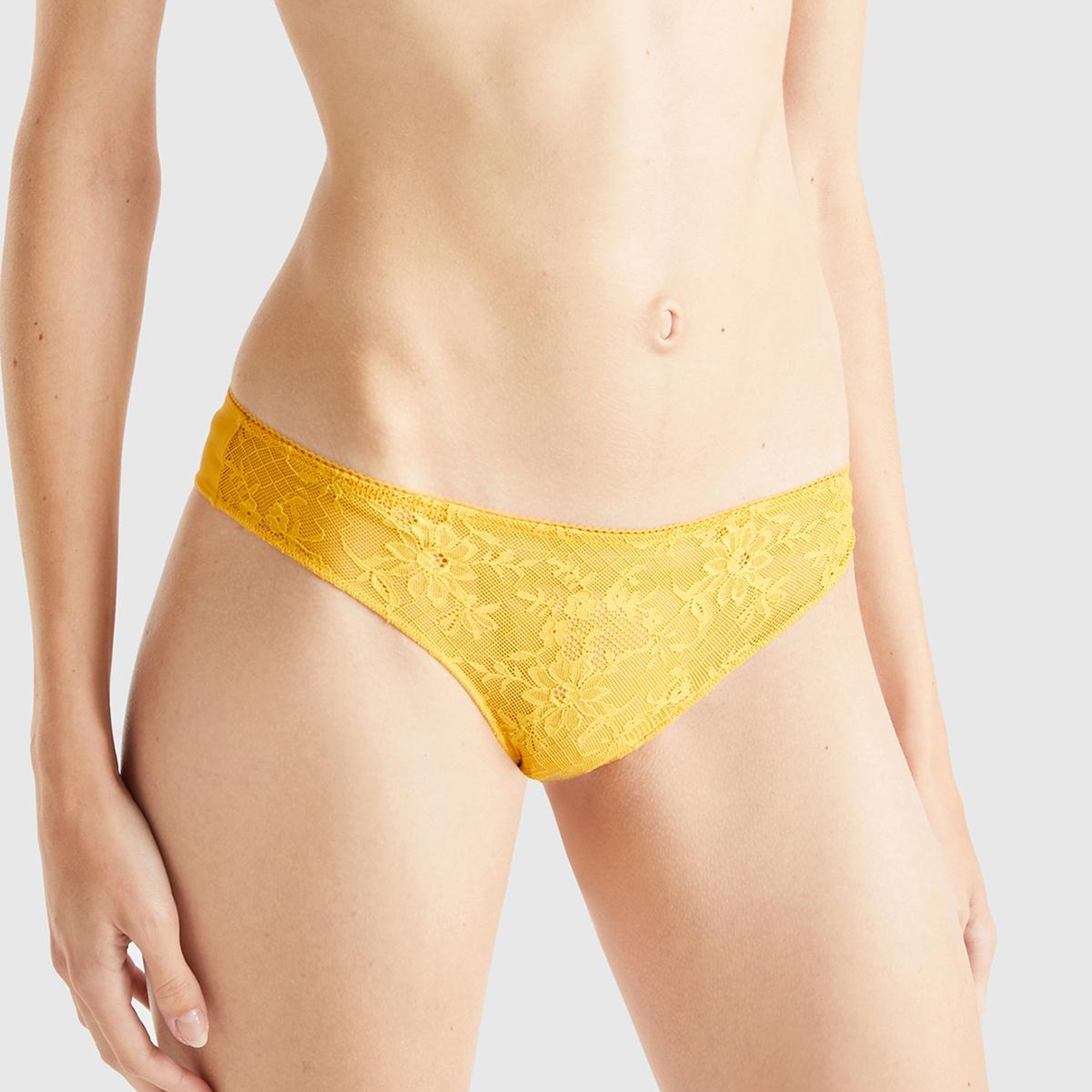 Kadın Hardal Dantelli Brazilian Külot