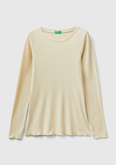  Kadın Bej Logo Detaylı T-Shirt