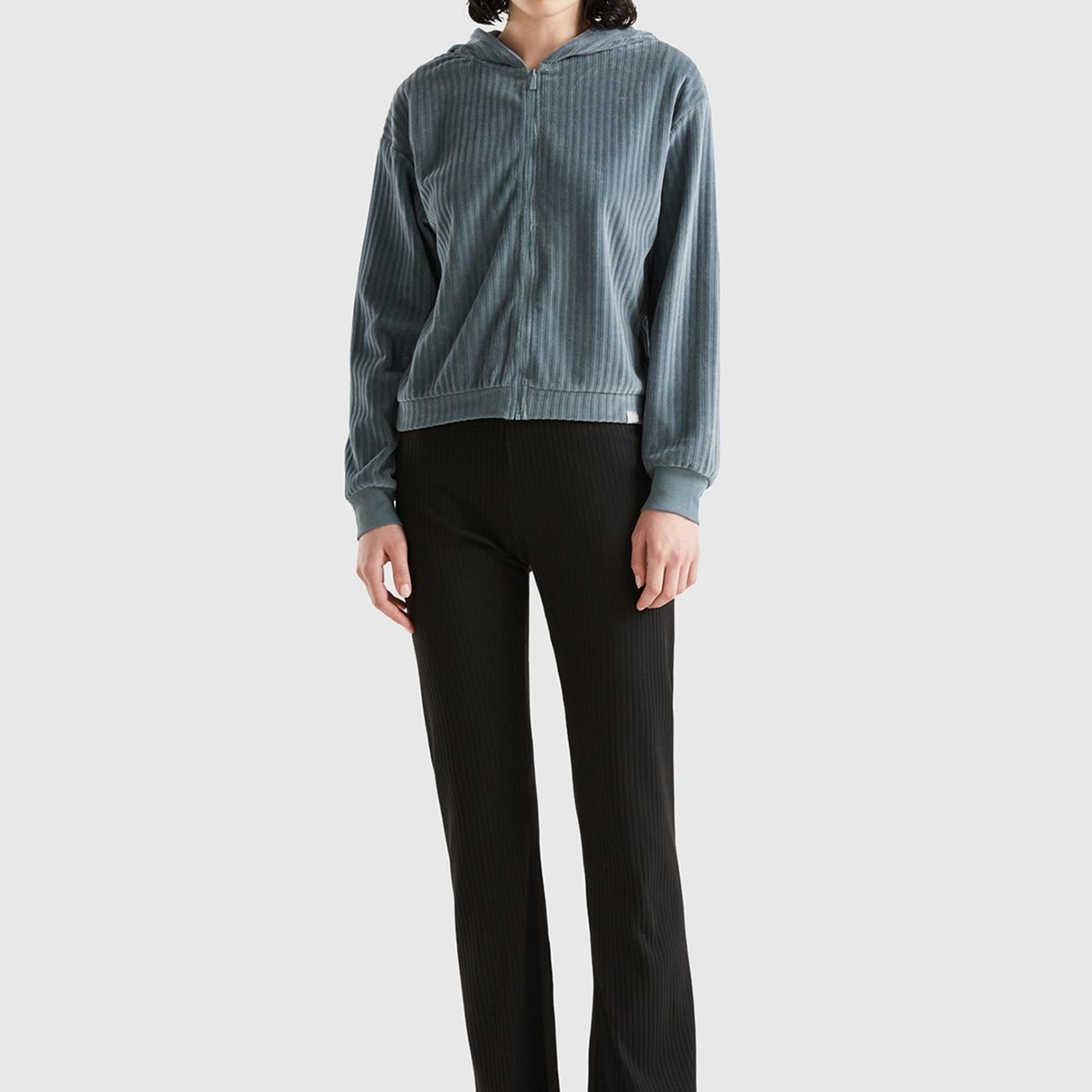 Kadın Antrasit Geniş Ribanalı Sweatshirt