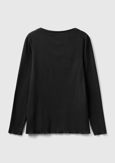  Kadın Siyah Logo Detaylı T-Shirt