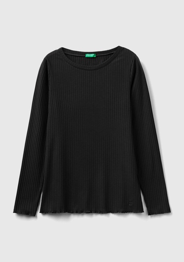  Kadın Siyah Logo Detaylı T-Shirt