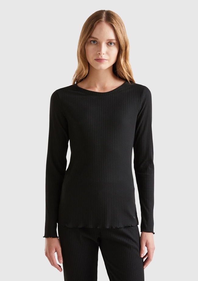  Kadın Siyah Logo Detaylı T-Shirt