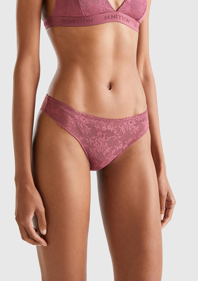  Kadın Bordo Dantelli Brazilian Külot