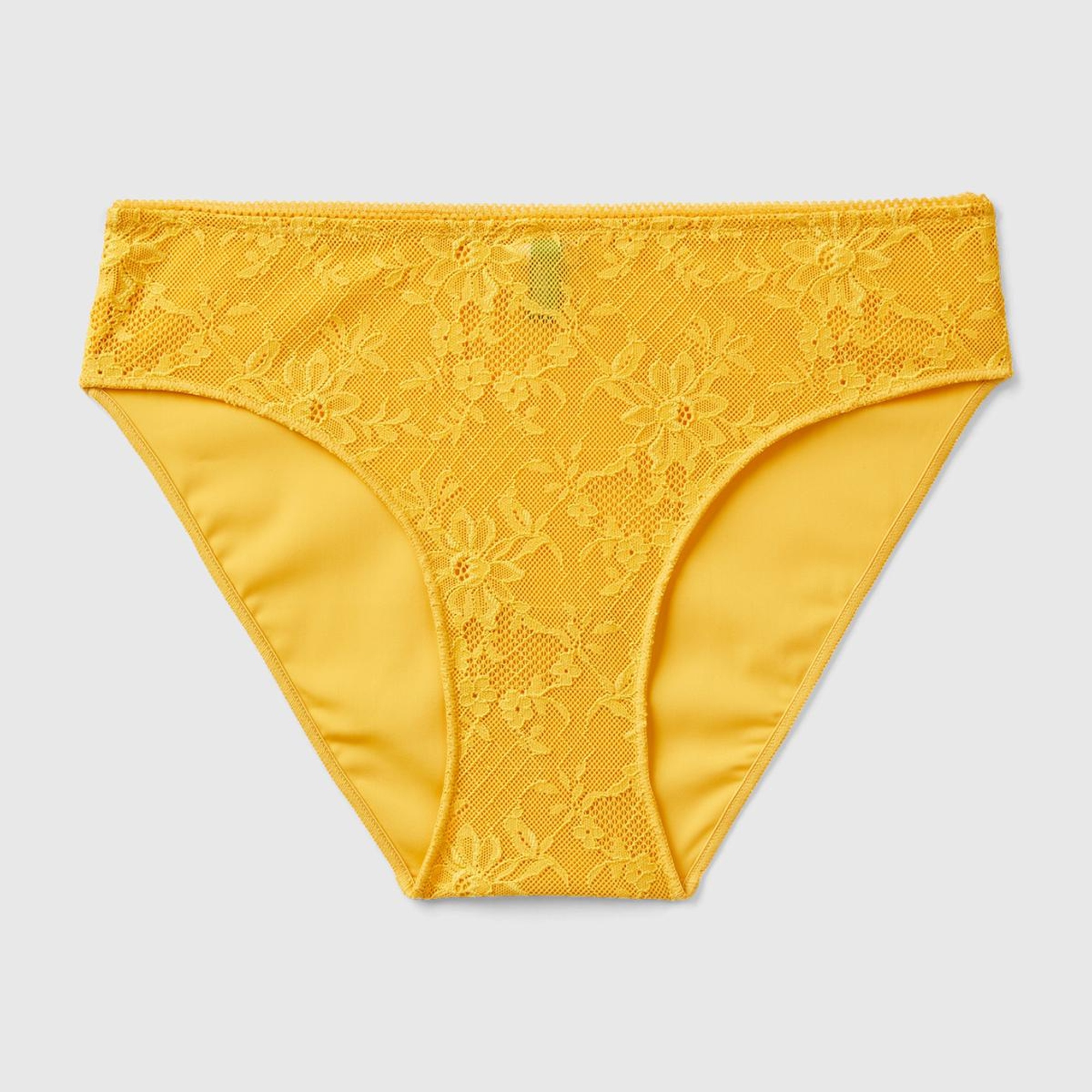 Kadın Hardal Dantelli Slip Külot