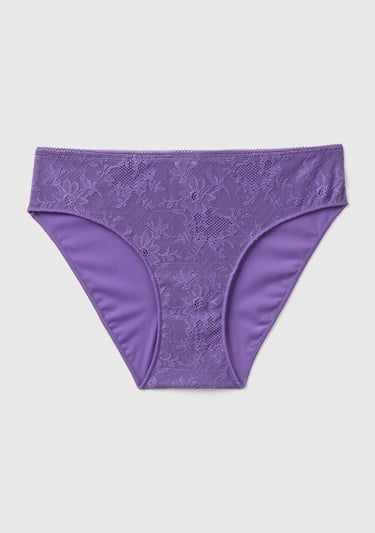  Kadın Mor Dantelli Slip Külot