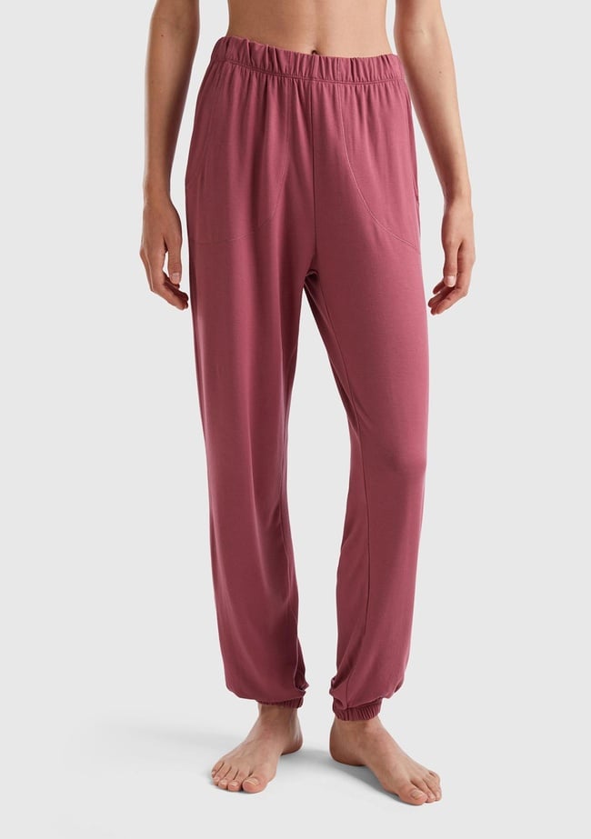  Kadın Bordo Büzgü Paçalı Eşofman Alt