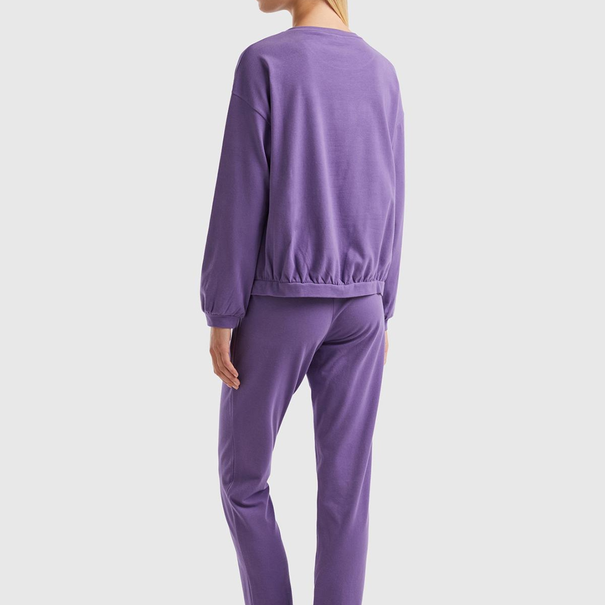 Kadın Mor Slogan Baskılı Pijama Takımı