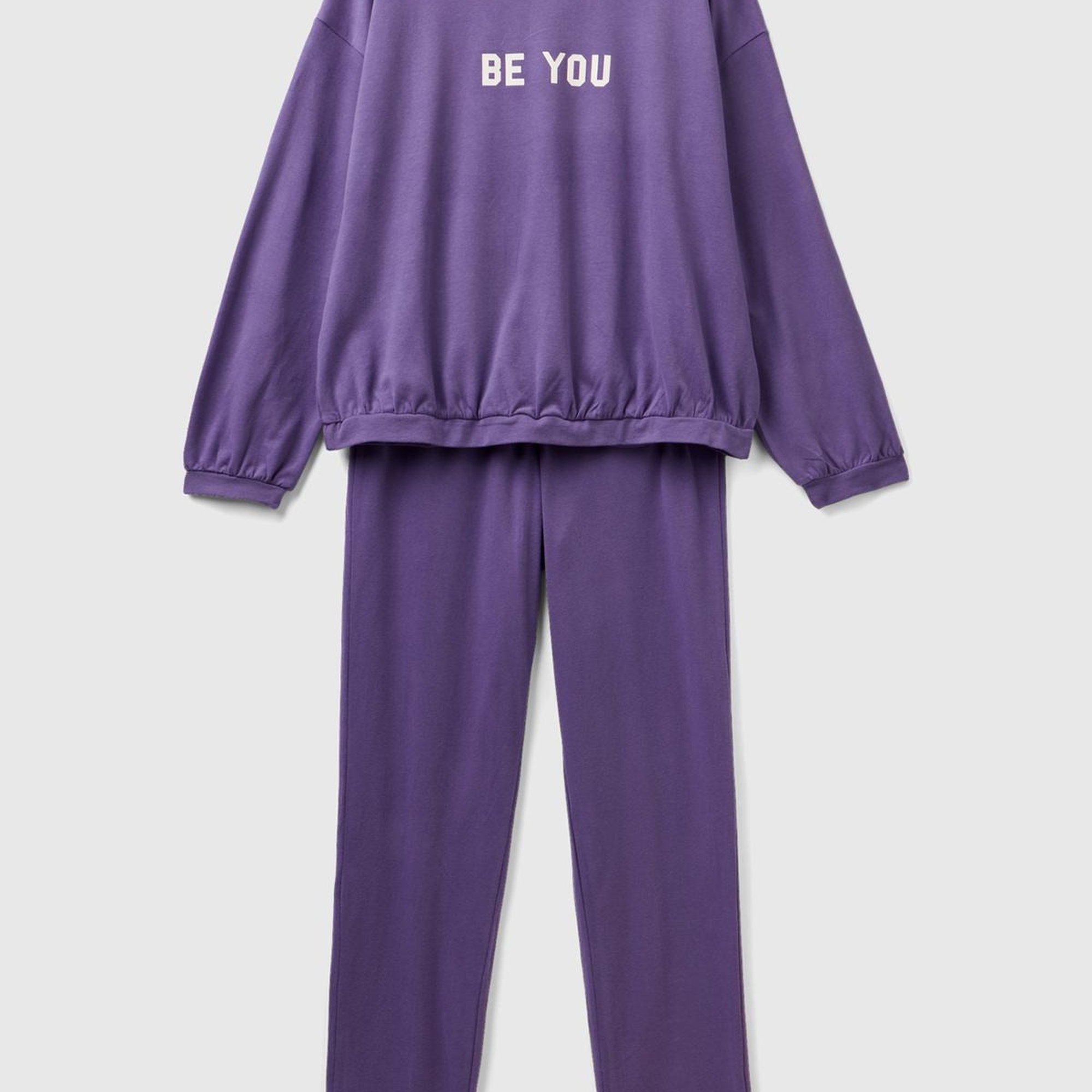 Kadın Mor Slogan Baskılı Pijama Takımı