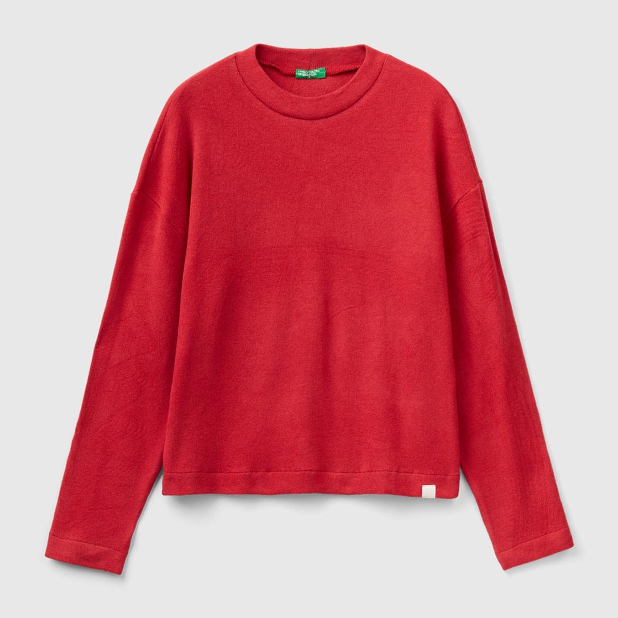 Kadın Kırmızı Bisiklet Yaka Crop Sweatshirt