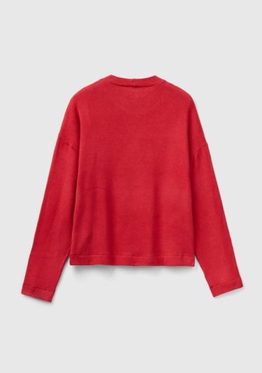  Kadın Kırmızı Bisiklet Yaka Crop Sweatshirt