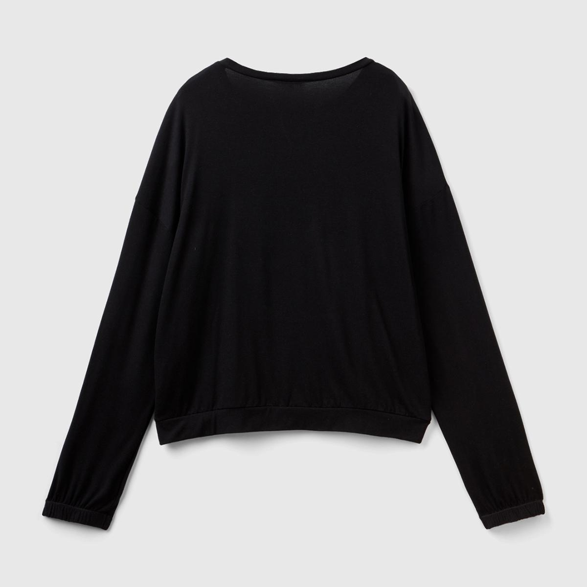 Kadın Siyah Etiket Detaylı Sweatshirt