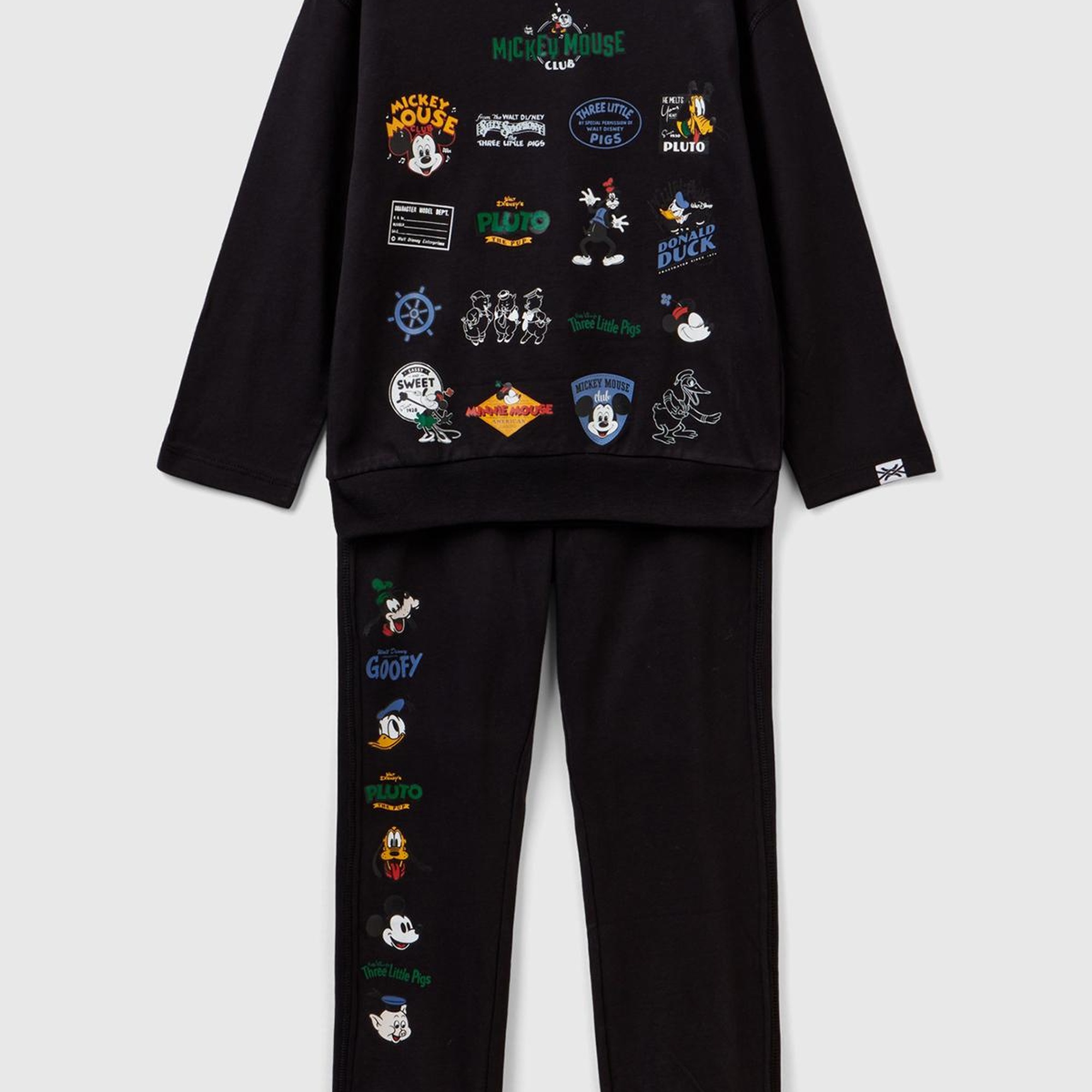 Erkek Çocuk Siyah Mickey Baskılı Pijama Takımı