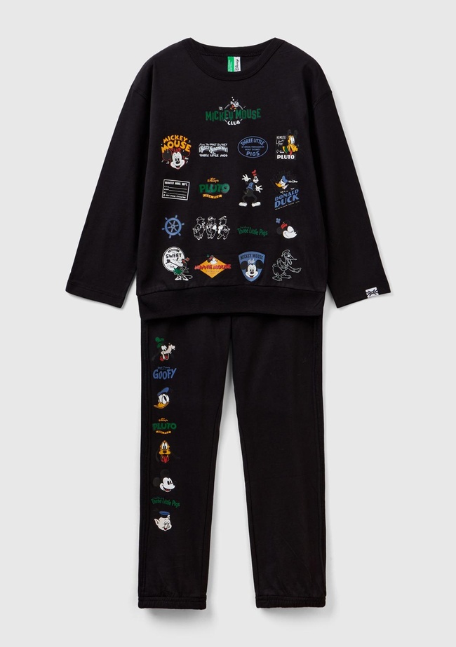 Erkek Çocuk Siyah Mickey Baskılı Pijama Takımı