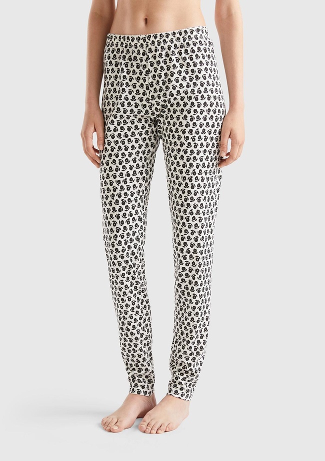  Kadın Karışık Tamamı Desenli Viskoz Karışımlı Pijama Alt