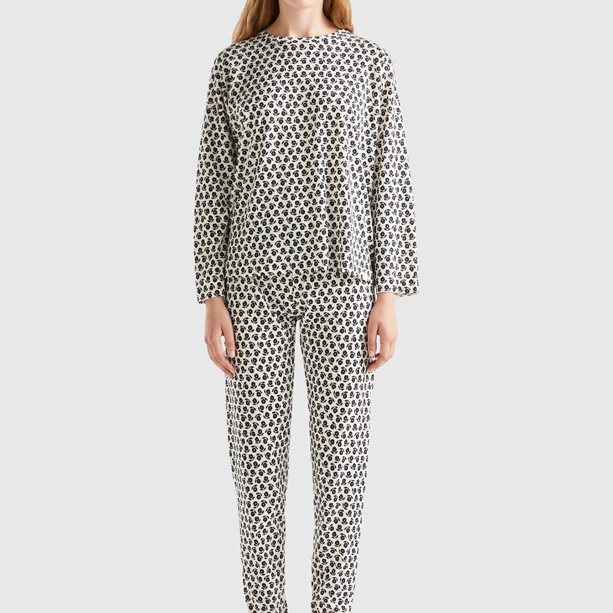 Kadın Karışık Tamamı Desenli Viskoz Karışımlı Pijama Alt