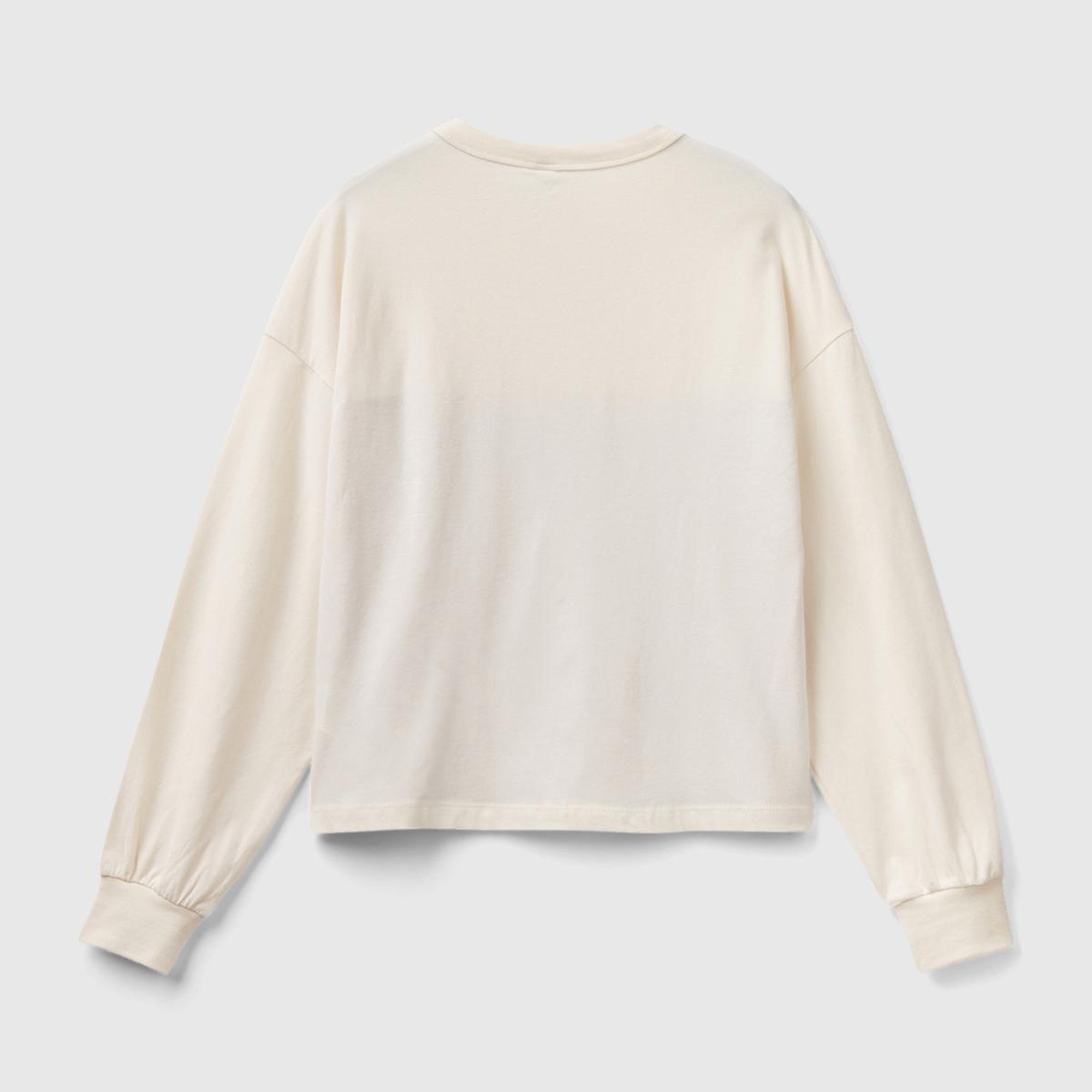 Kadın Krem Mickey Baskılı Crop Sweatshirt