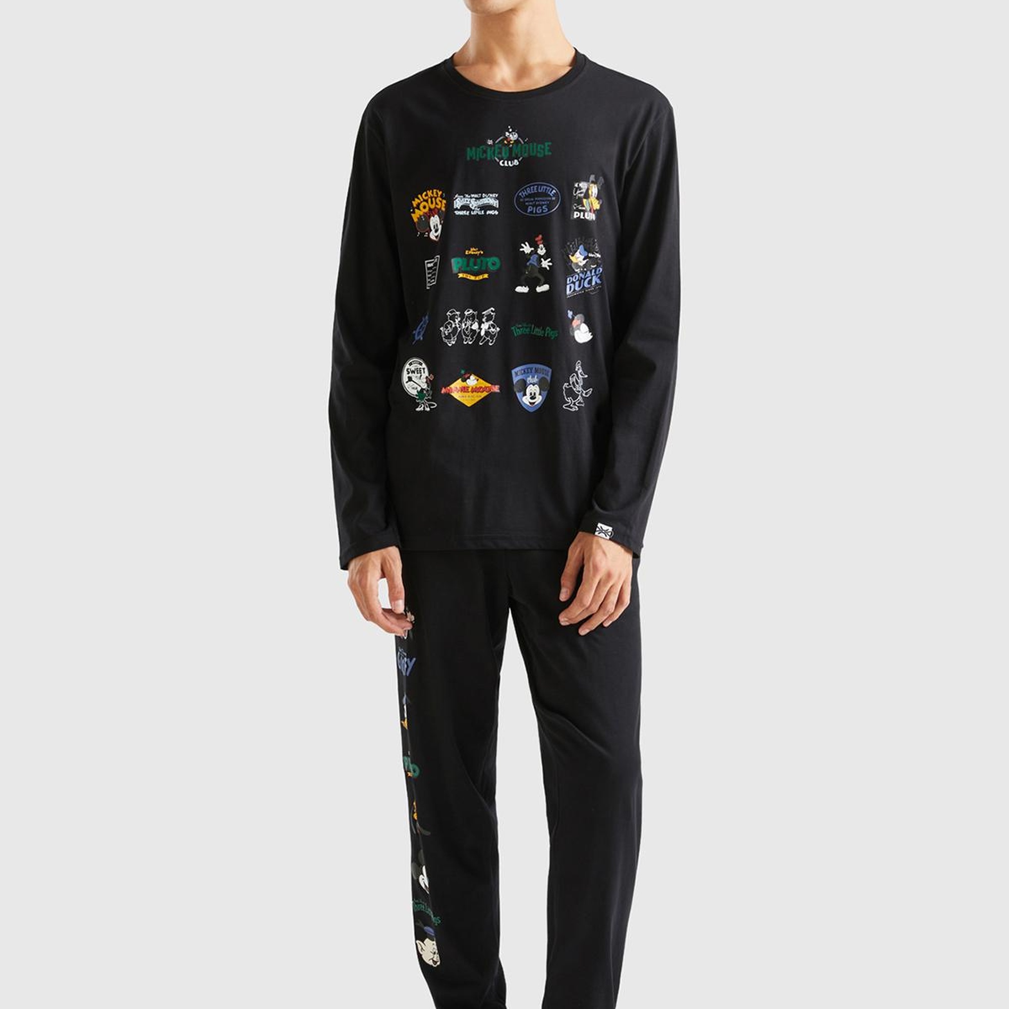 Erkek Siyah Yanı Disney Baskılı Eşofman Altı