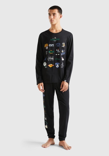  Erkek Siyah Yanı Disney Baskılı Eşofman Altı