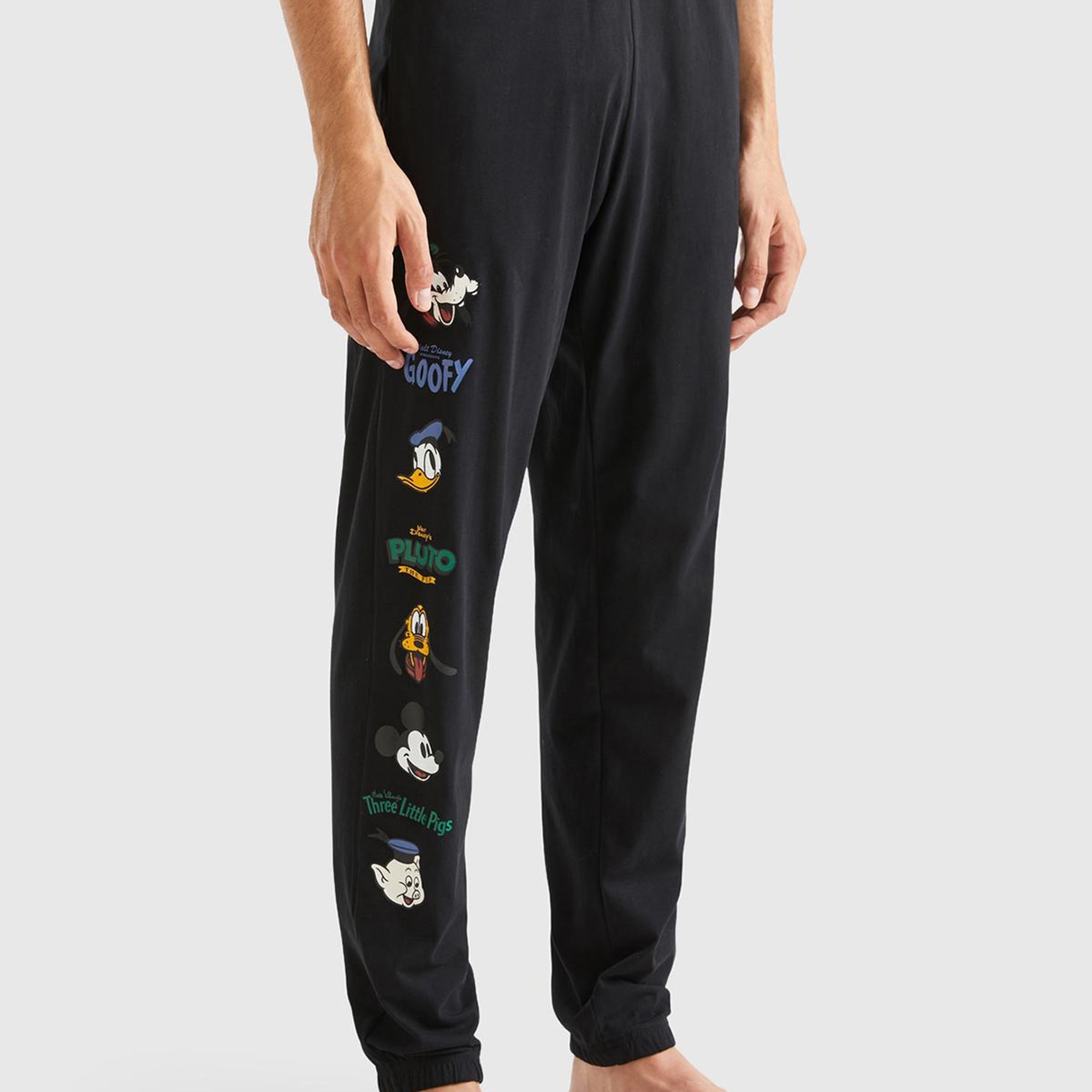 Erkek Siyah Yanı Disney Baskılı Eşofman Altı