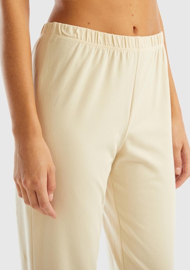  Kadın Bej Slogan Baskılı Pijama Takımı